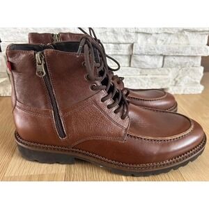 New Men's Leather Boots 8.5 Brown Leather Upper Lace Up & Zippers Section X